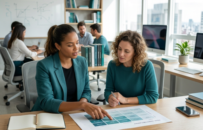 recrutadores a fazer uma entrevista de emprego com um empregado