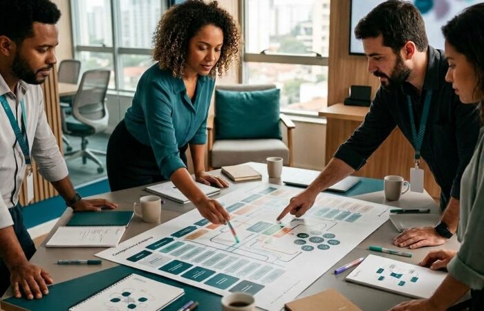 Metafora visual para práticas de CRM com elementos-chave