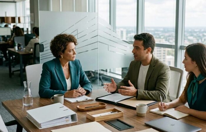 Conceito de negócio de um empregador que utiliza uma plataforma digital para encontrar e recrutar pessoas para um emprego
